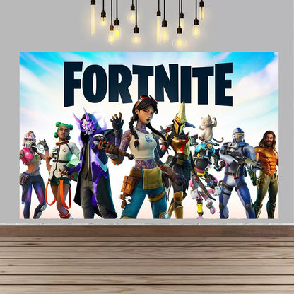 Backdrop F-fortniteds para Festa de Aniversário de Rapaz, Faixa Decorativa Infantil, Decoração de Mesa de Bolo de Aniversário, Acessórios para Festa, Adereços Fotográficos e Presente
