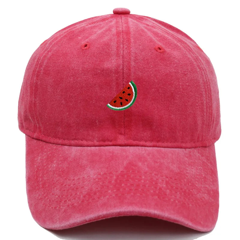 Printed Watermelon Baseball Cap Men's Washed Soft Top Retro Dad Hats Women's Casual Versatile Fashion Trend Duck Tongue Caps