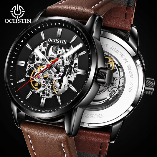 OCHSTIN Automatic Mens Watches Top Brand Luxury Royal Luminous Skeleton Waterproof Mechanical Fashion Male Clock Gifts for Men