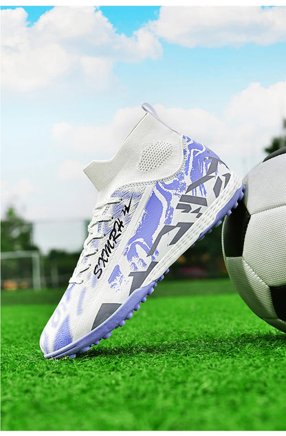 Double Star Men's High-Top TF Turf Football Boots, Youth & Student Edition, Adult & Kids, Professional Match & Training Soccer Shoes