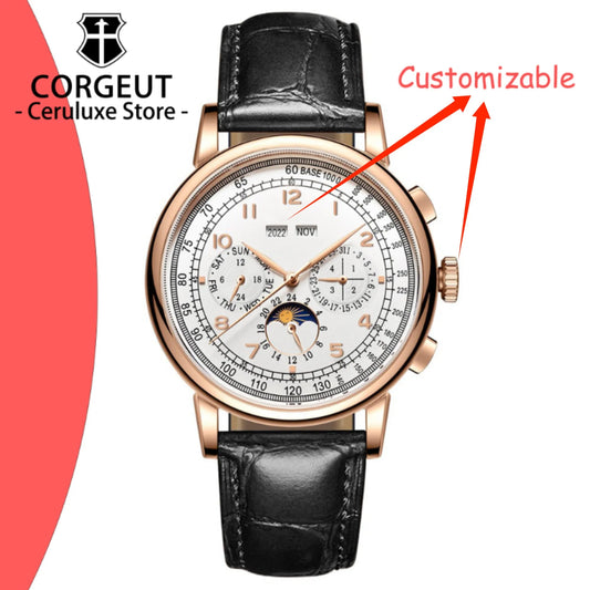 Custom Logo Diy Automatic Mechanical Watches For Man Business Multification Date Day Month Year 316L Mechanical Men's Watches