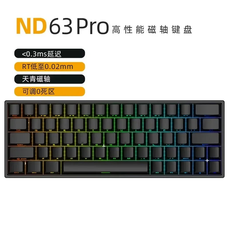 Irok Nd63 Pro Mechanical Keyboard Wired Magnetic Switch Hotswap RGB E-Sports Customize Keyboard For Accessories Office Gaming