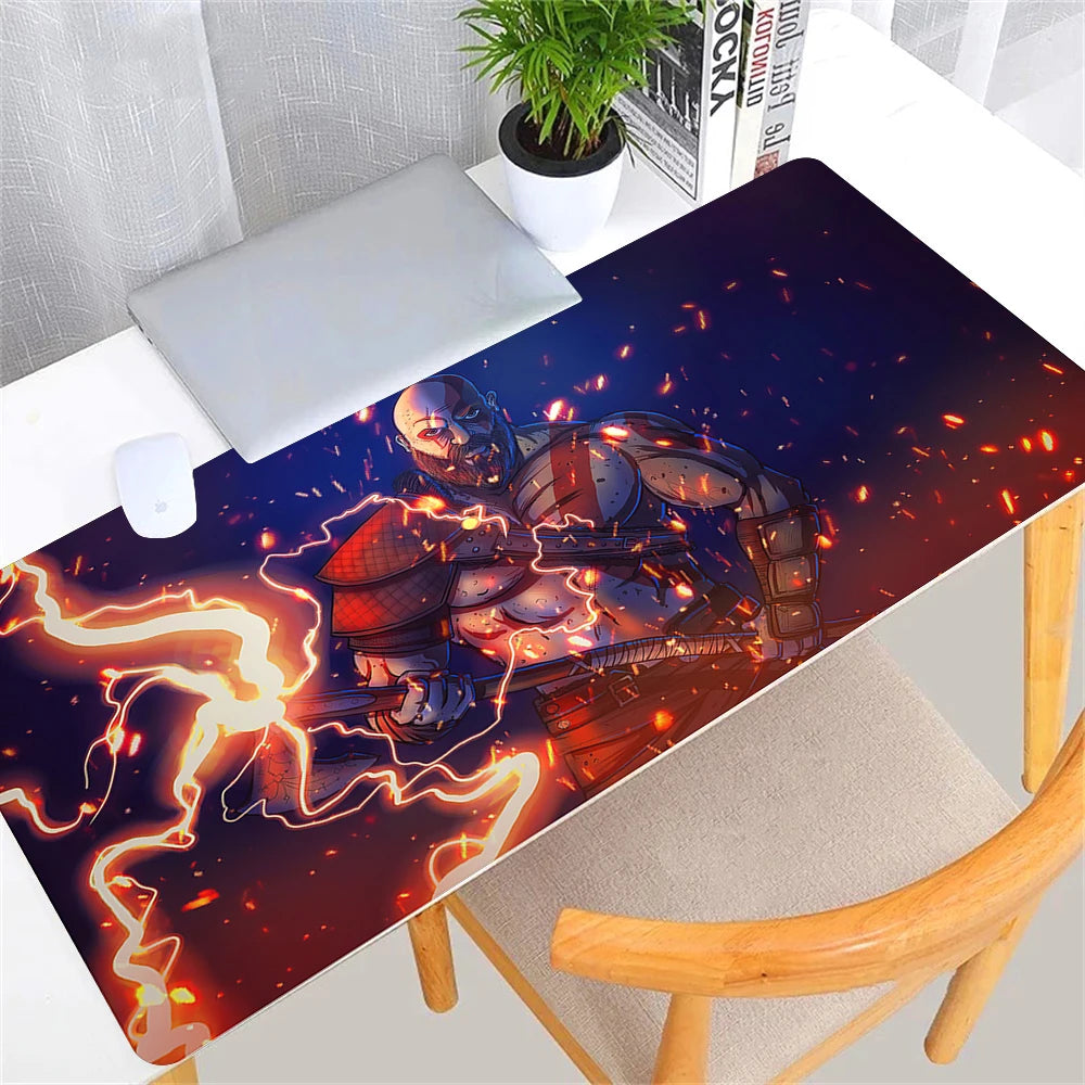Large Game God of War Mousepad XL Desktop Natural  Rubber Desk Mat Kawaii Gaming Accessories Students Writing Pad Desk Mat 80x30