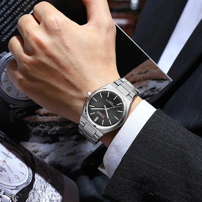Montre pour homme CURREN 8439 – Modèle de grande marque, style luxe et professionnel, étanche, en acier inoxydable, type militaire, à mouvement quartz.
