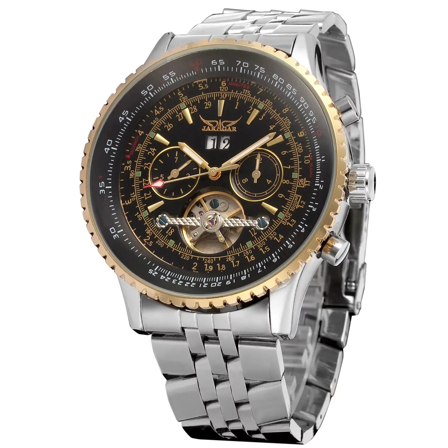 Jaragar 50MM Automatic Mechanical Watch for Men,Multifunctional,Date Month Week Display,3ATM Waterproof,Business Casual Style