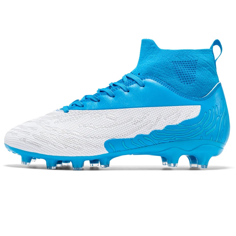 Black Men's Soccer Shoes AG/FG Cleats Training Football Boots High Ankle Sports Shoes for Men Kids Adults Sneakers Sizes 35-45