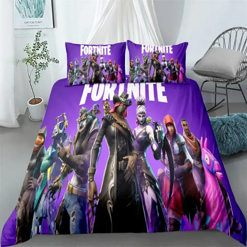 Fortnite Bedding Set 3pcs 3D Printed Bedroom Bed Linens Game Cartoon Decorative Bedding Duvet Cover Pillowcase Birthday Gift