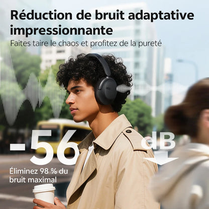 Auscultadores Over-Ear QCY H3S ANC Bluetooth 6.0 – Áudio Espacial Hi-Res LDAC, Cancelamento de Ruído Adaptativo -56dB, Auscultadores Sem Fios