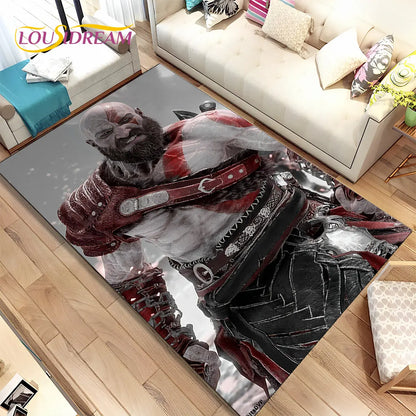 God of War Game Gamers Kratos  Area Rug,Carpet Rug for Living Room Bedroom Sofa Doormat Decoration, Kids Play Non-slip Floor Mat