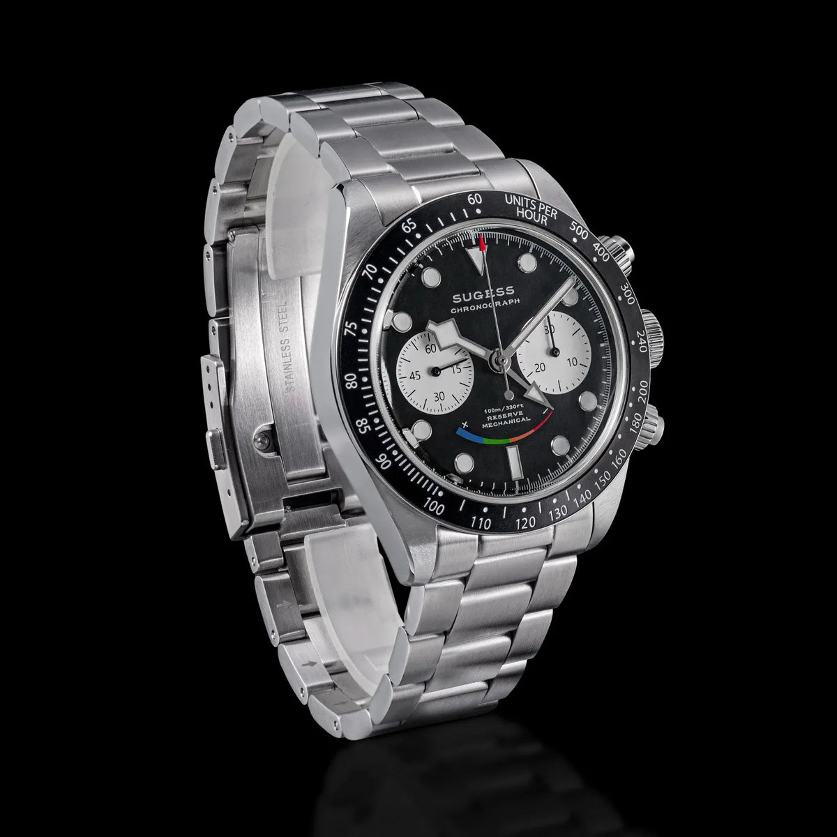 Sugess Chronograph Watch for Mens ST1907 Movement Mechanical Sapphire Crystal Wristwatches Waterproof Pilot Air Force Clock S475
