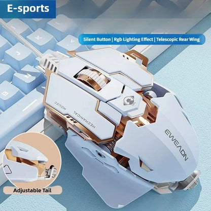 Rato Gaming com Fio Mecânico E-sports G5 RGB, 9 Botões, Programação Macro, Silencioso, 12800 DPI, para Computador de Secretária e Portátil