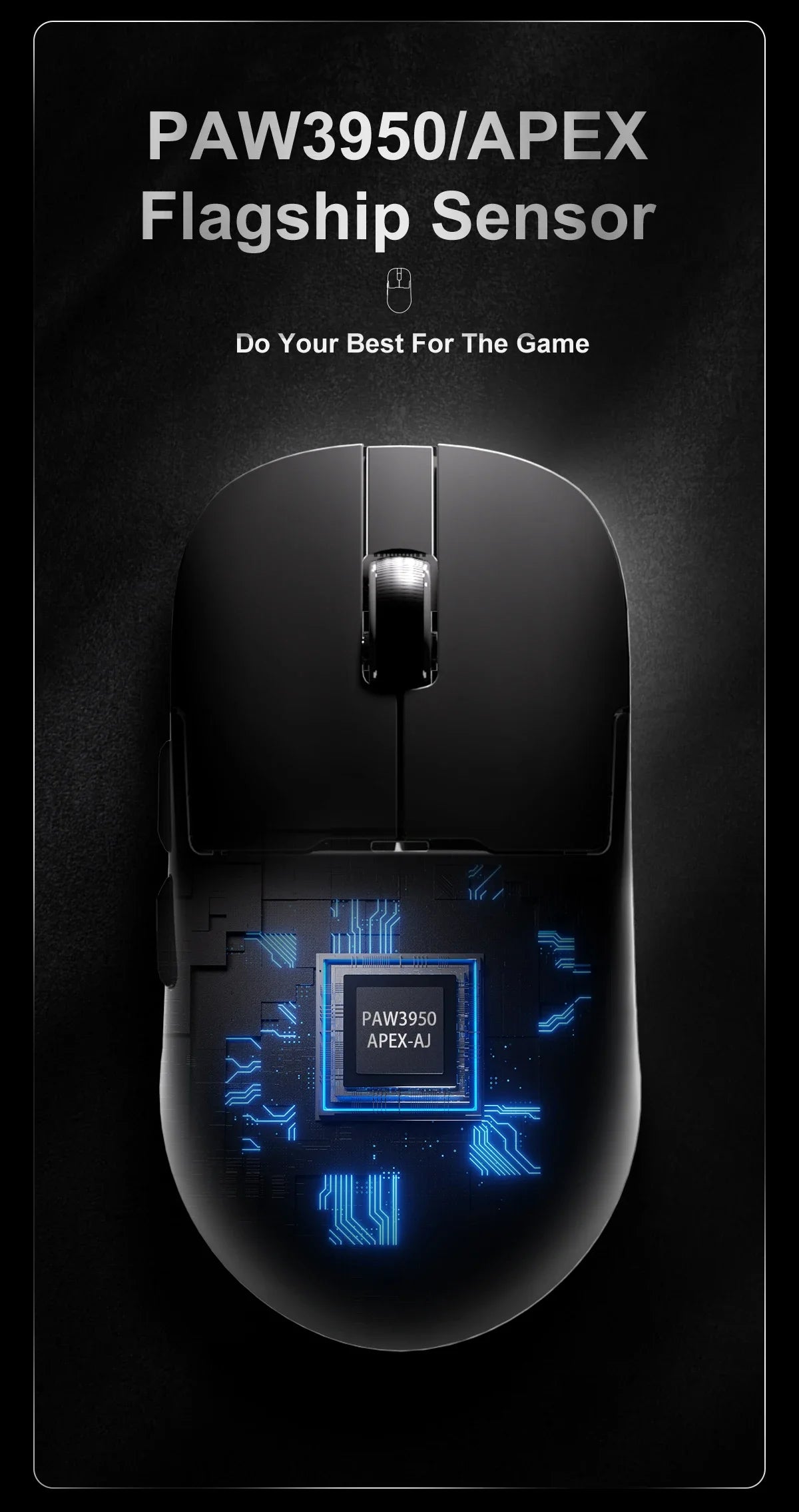 Mouse gaming Ajazz AJ159 PRO/APEX 8000Hz Rebound Rate Paw3950 con schermo a colori, supporto magnetico AJ159P per ufficio e gaming