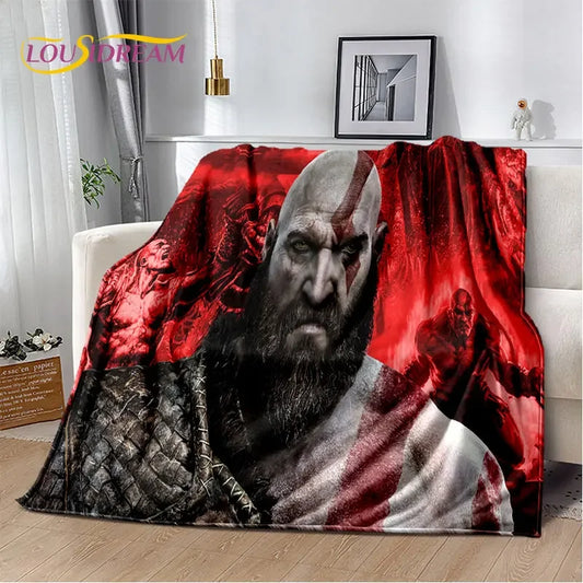 God of War Game Gamers Kratos Soft Plush Blanket,Flannel Blanket Throw Blanket for Living Room Bedroom Bed Sofa Picnic Cover Kid
