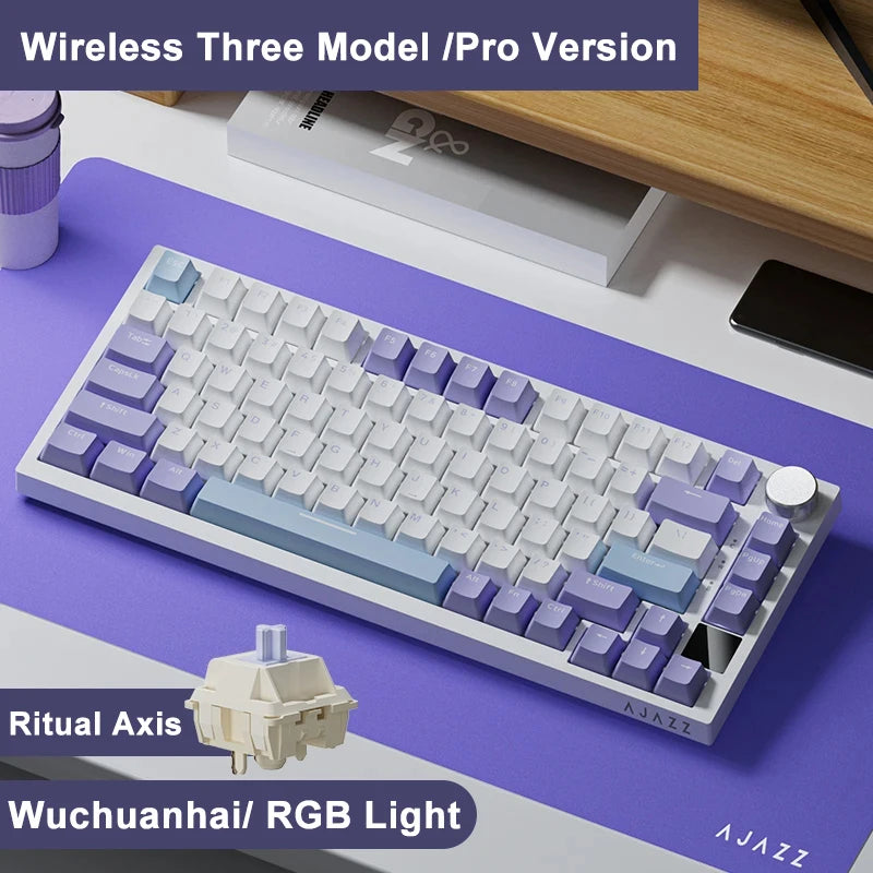 Ajazz AK820 / AK820PRO Gaming Mechanical Keyboard 82 Keys Wired Bluetooth 2.4GHz Wireless Gamer Keyboard Custom Gasket for Laptop
