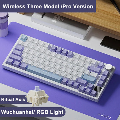 Ajazz AK820 / AK820PRO Gaming Mechanical Keyboard 82 Keys Wired Bluetooth 2.4GHz Wireless Gamer Keyboard Custom Gasket for Laptop