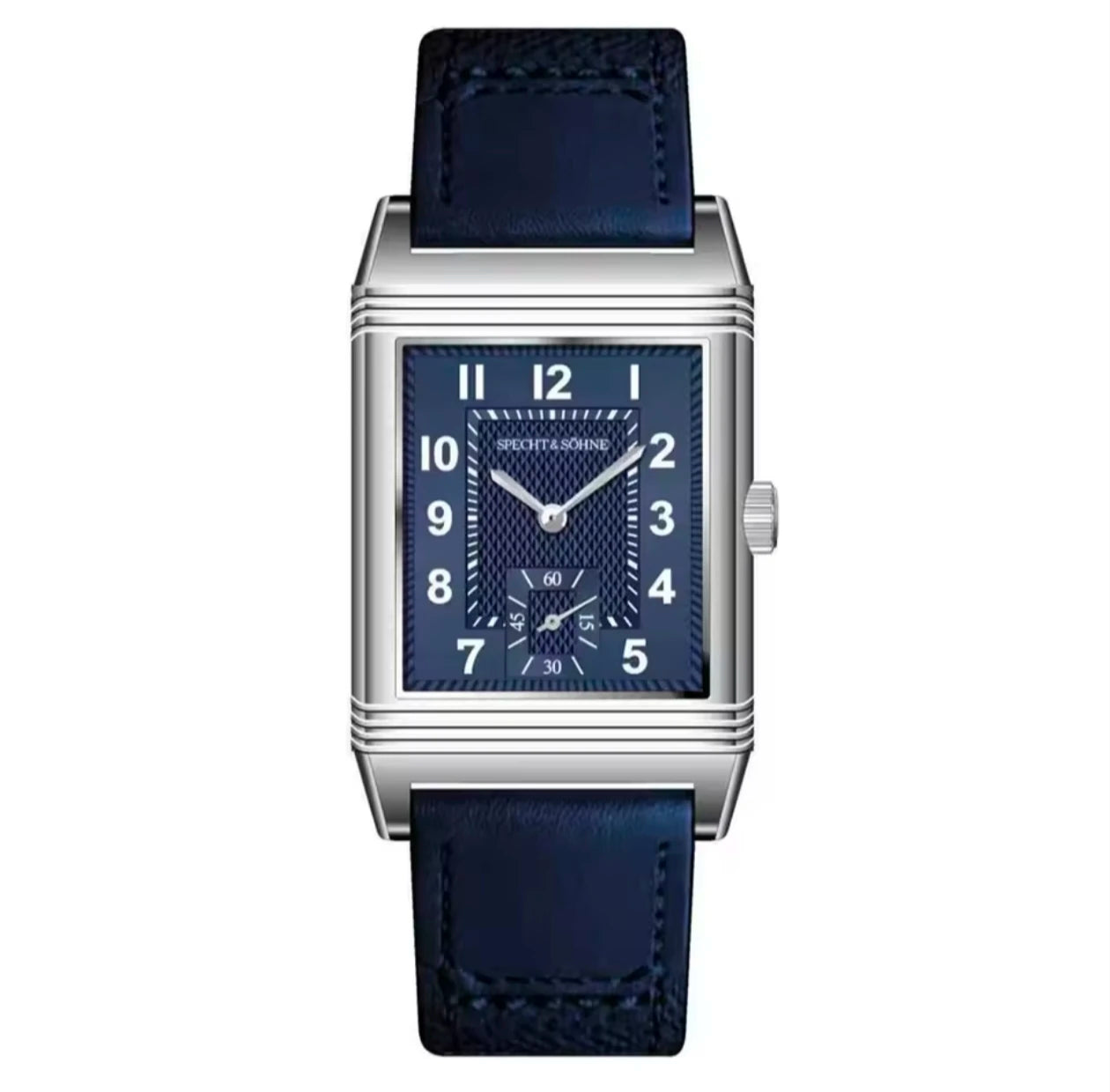 Specht&Söhne Reversible Square Watch Ronda Quartz Movt Stainless Steel Case Sapphire Crystal Flip Design Mens Fashion Wristwatch
