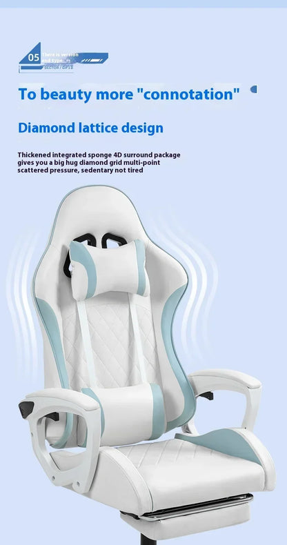 Ergonomic Racing Gaming Chair with Footrest, Reclining PU Leather Gaming Chair for Home Office, Computer Desk & Living Room