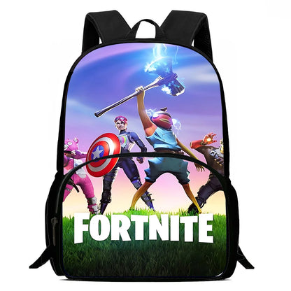 Mochilas Infantis com Design de Jogo Popular, Saco de Almoço e Estojo, Mochilas Escolares de Grande Capacidade para Alunos, Rapaz e Rapariga, Melhor Presente F-FortniteS