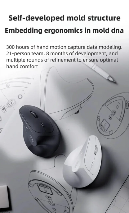 Mouse wireless verticale Inphic X9 PRO, ricarica rapida Type-C, ergonomico e silenzioso, mouse da ufficio per laptop, PC, computer e gaming