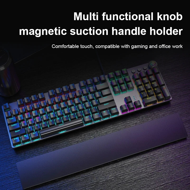 Teclado mecánico AULA F2088 con cable para gaming, perilla multifunción, 104 teclas, retroiluminación mágica y programación de macros para ordenador