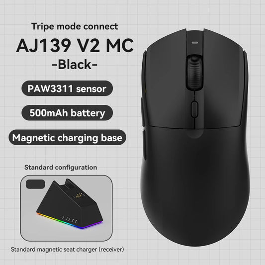 Rato sem fios AJAZZ AJ139Pro/AJ139V2MC com chipset PMW3395/PAW3311, 12000-26000Dpi, rato gaming profissional