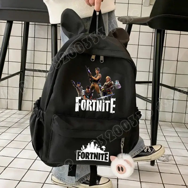 New Fortnite Cartoon Backpack Boy Girl Casual Schoolbag Large Capacity Student Bag Rabbit Ears Travel Backpack Stationary Gift