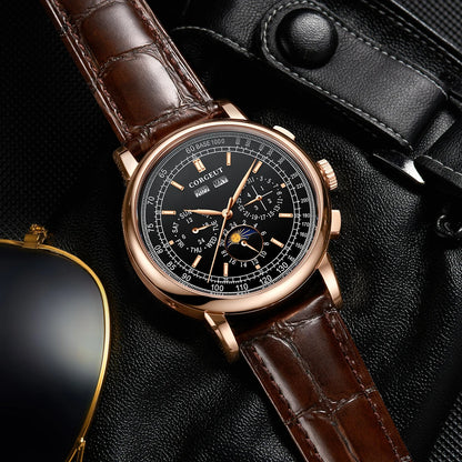 Custom Logo Diy Automatic Mechanical Watches For Man Business Multification Date Day Month Year 316L Mechanical Men's Watches