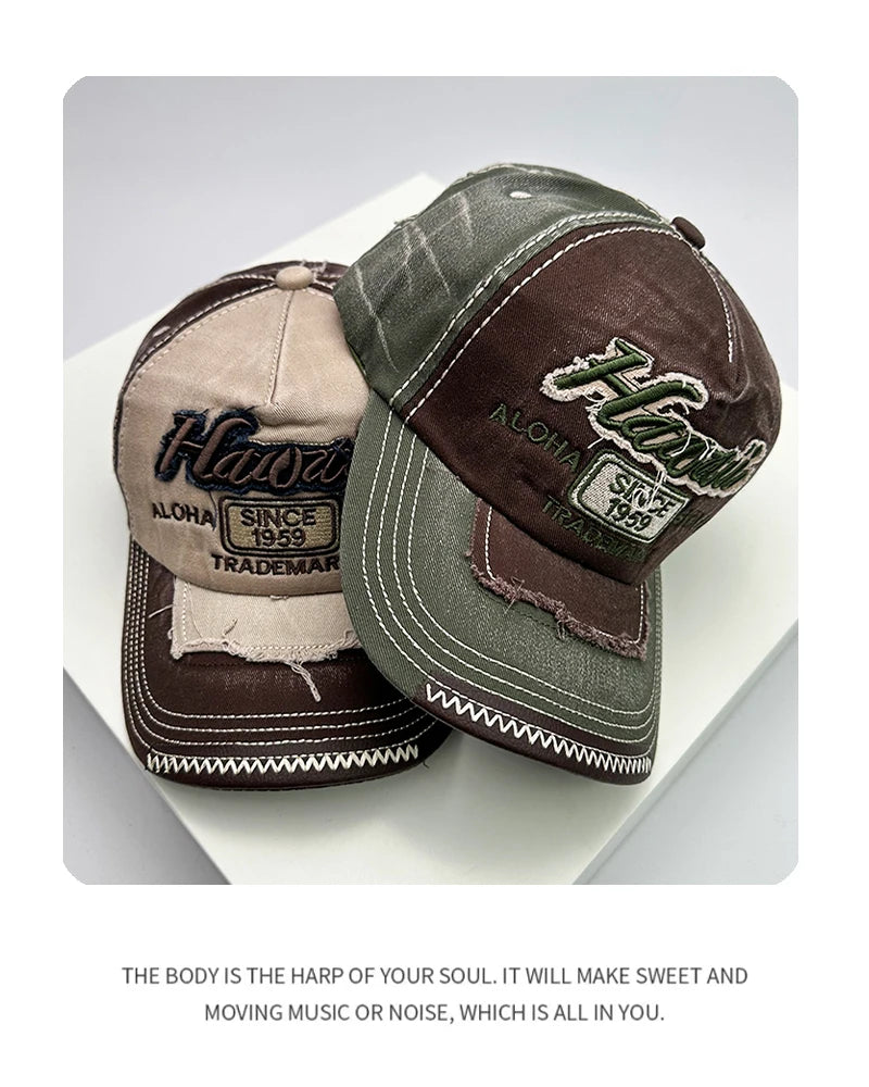 Gorras de béisbol vintage coreanas lavadas para hombre y mujer, de algodón, con cierre snapback, bordado de letras, versátiles, modernas e informales con efecto desgastado