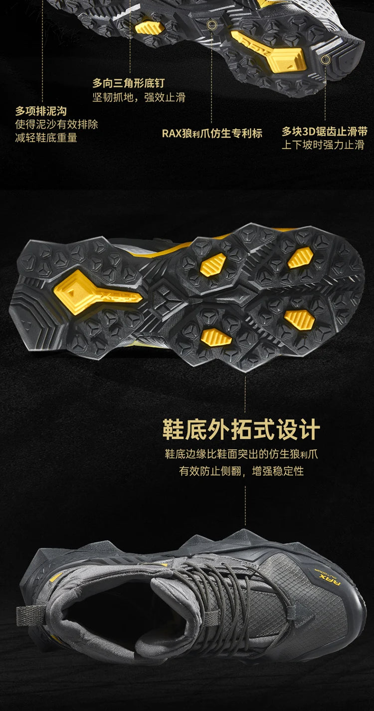 Rax Men's Waterproof Hiking Shoes Breathable Hiking Boots Outdoor Trekking Boots Sports Sneakers Tactical Shoes