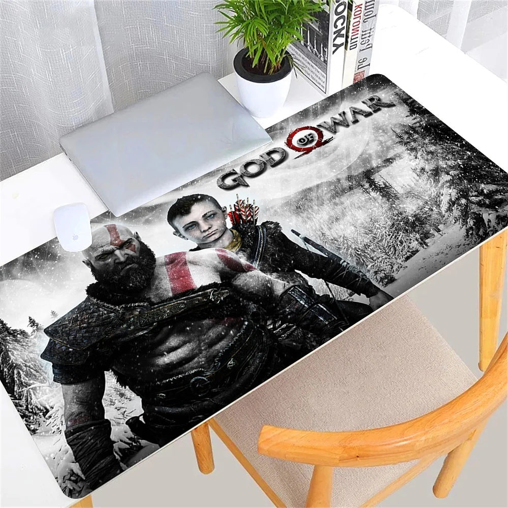 Large Game God of War Mousepad XL Desktop Natural  Rubber Desk Mat Kawaii Gaming Accessories Students Writing Pad Desk Mat 80x30