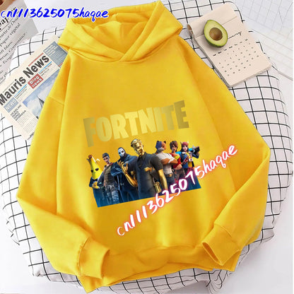 Sweatshirts Fortnite Novos para Criança, Hoodie com Estampado de Personagem de Jogo em Desenho Animado, Tops Casuais de Outono, Roupa de Inverno para Meninos Bebés