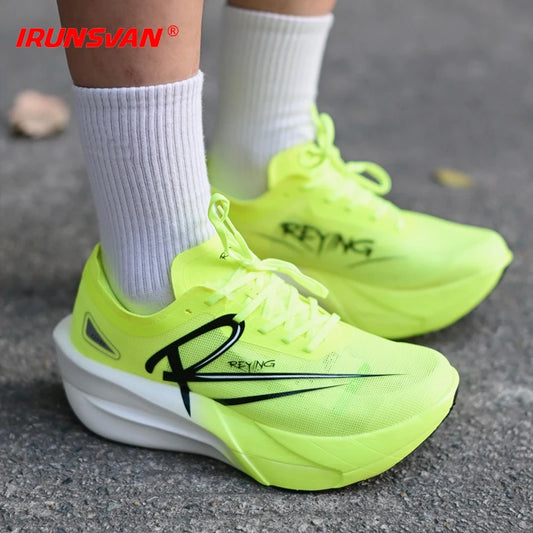 IRUNSVAN Marathon Full Length Carbon Plate Running Shoes Men Cushion Shock Absorbent Triple Rebound Outdoors Road Sports Shoes