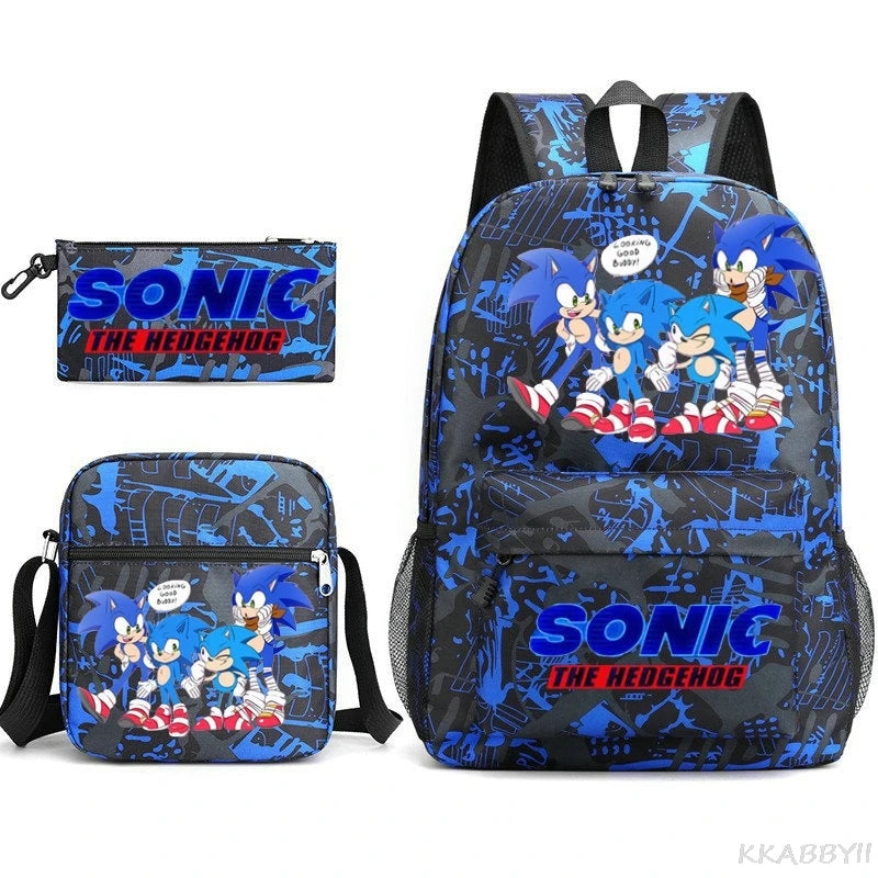 Sonic Backpacks Student School Bags for Teen Men Women Tote Bag Clutch Pocket Nylon Backpacks Travel Mochilas