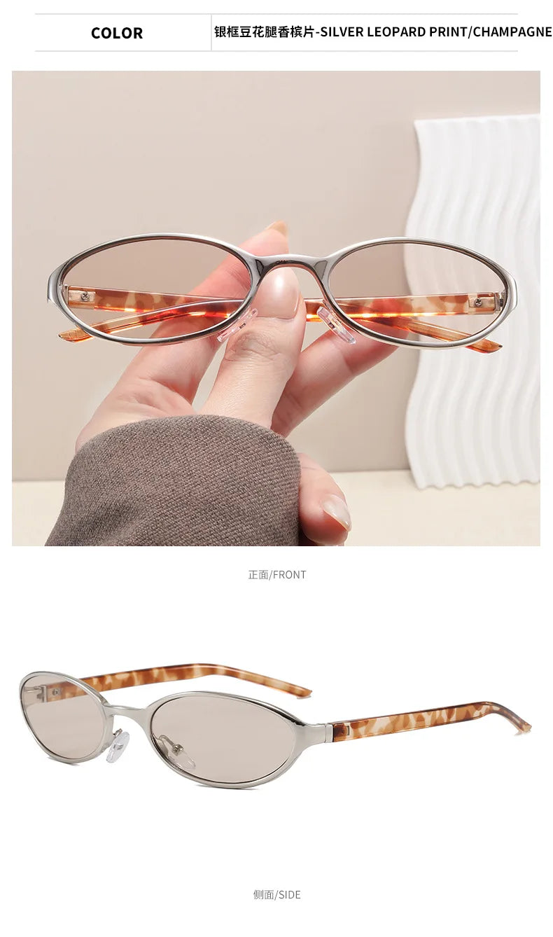 Retro Oval Design Sunglasses Women 2026 New Y2K Small Metal Frame UV400 Protection Vintage Punk Sun Glasses Fashion Eyewear