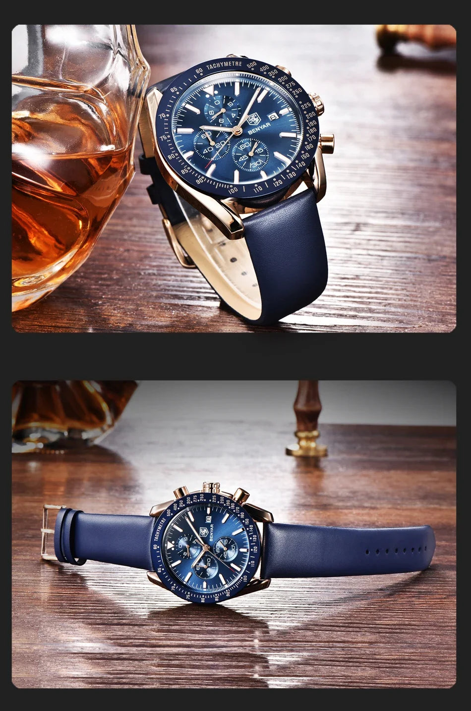 Reloj para hombre BENYAR 5140, reloj deportivo informal, reloj de cuarzo de lujo resistente al agua, cronógrafo militar de marca de alta gama.