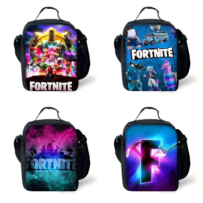 Popular Game Fortnite Child Insulated Large Capacity Bag for Boys and Girls Student Outdoor Reusable Thermal Cooler Lunch Box