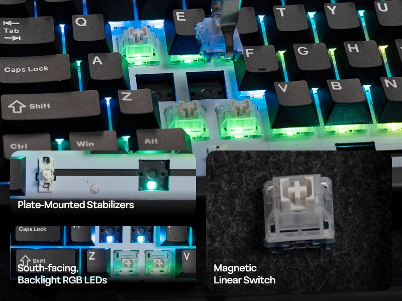 Tastiera meccanica magnetica EPOMAKER HE80 75% layout US QWERTY hot-swap Creamy Gasket cablata con effetto Hall, DKS SOCD per PC/Mac