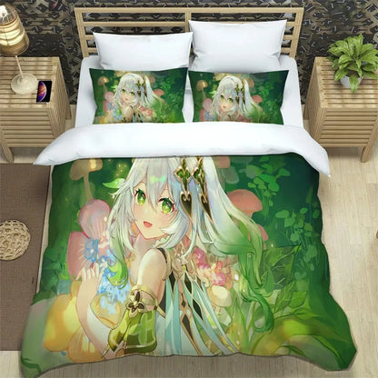 Anime Genshin Impact Bedding Set Boys Girls Twin Queen Size Duvet Cover Pillowcase Bed Kids Adult Fashion Home Textile