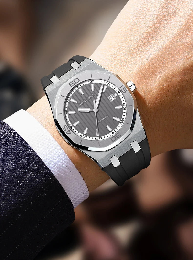 Specht&Sohne New Classic Men's Watch 50M Waterproof Luminous Sapphire Crystal Blue Automatic Mechanical Watches Reloj Hombre