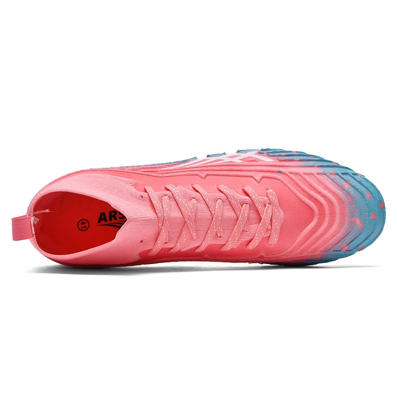Chaussures de football pour hommes et femmes, chaussures de sport à crampons longs, idéales pour les étudiants, les matchs et l'entraînement.