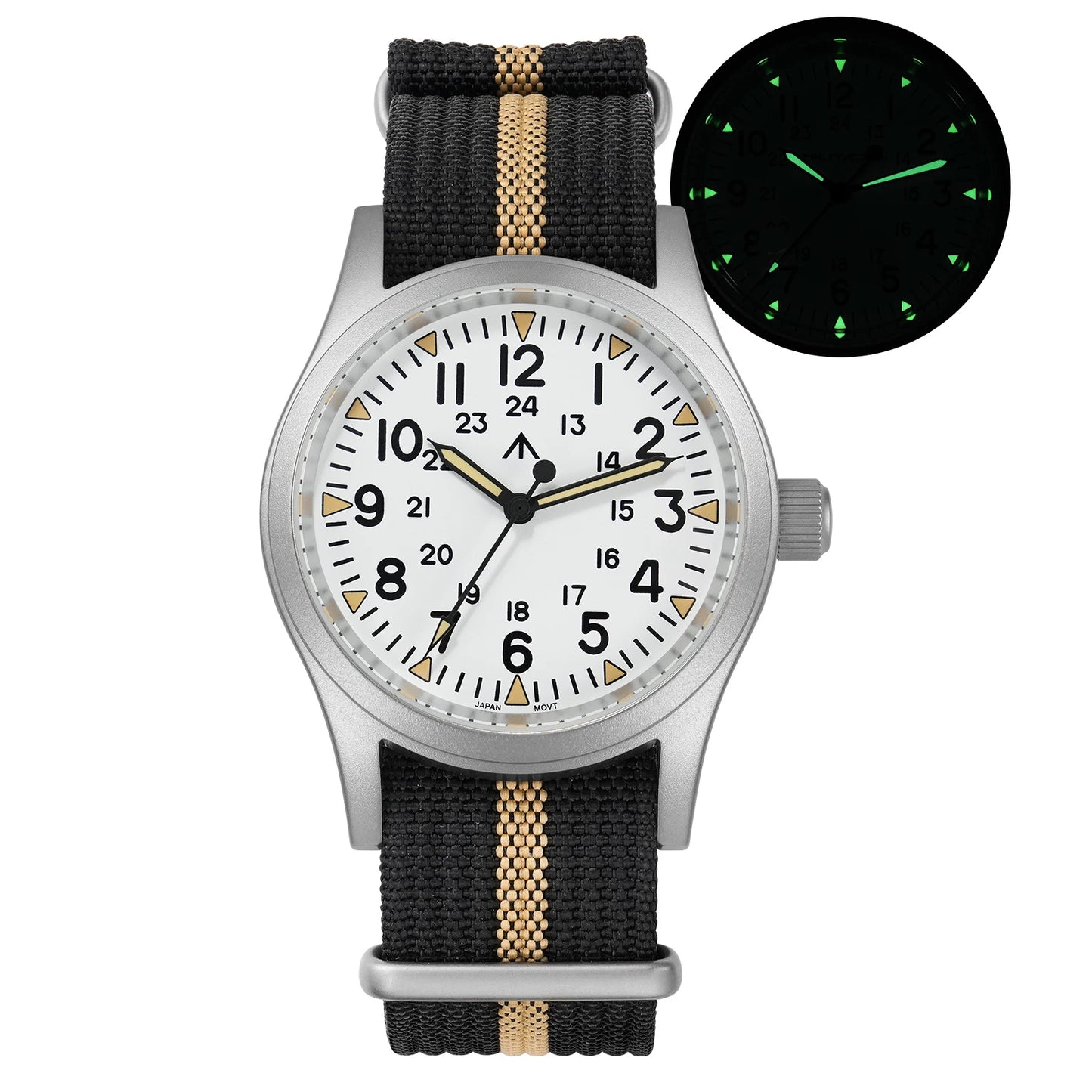 Militado ML05 38mm Men Watch VH31 Quartz Military Watches Domed Sapphire AR Coating 100m Waterproof Stainless Steel Wristwatch