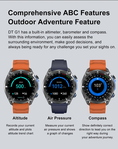 New Men TANK GPS Map Smart Watch Outdoor Compass 1000mAh Large Battery 10ATM Waterproof Bluetooth Call Sports AMOLED Smartwatch