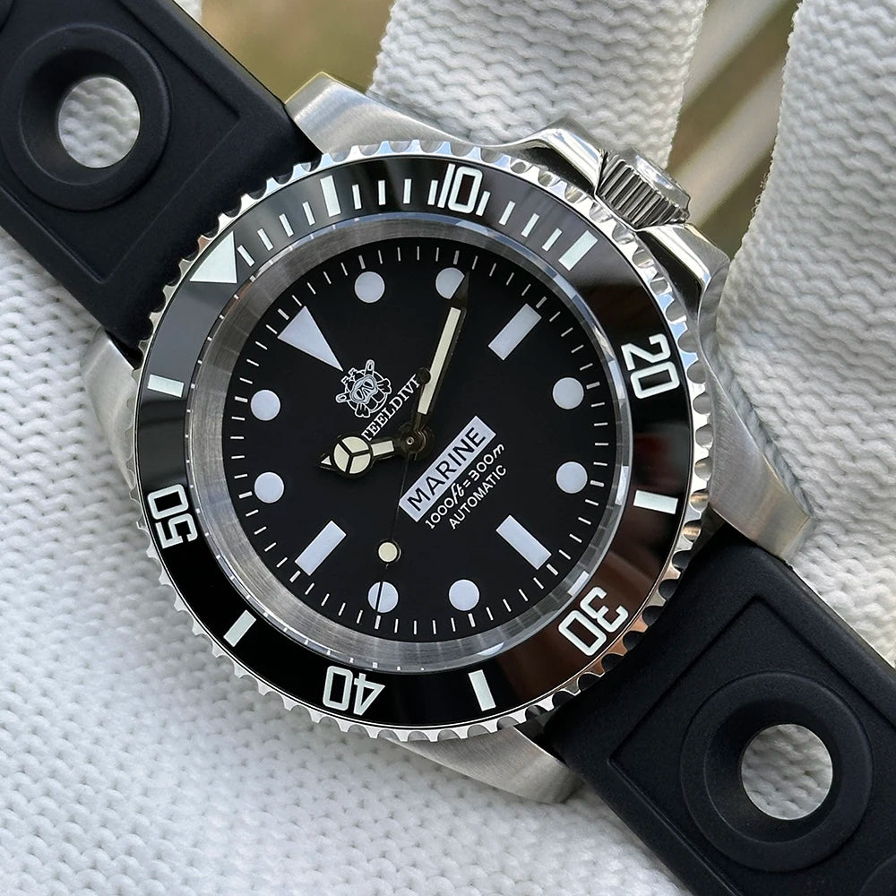STEELDIVE SD1954 Black Dial 41MM Stainless Steel NH35 Automatic Movement What Ghost Mens 300M Dive Watch  Sapphire Glass