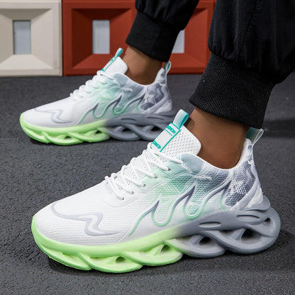 Fashion Gradient Women and Men Sneakers Weave Cushion Sole Sports Casual Shoes For Unisex Lace Up Lightweight Breathable Shoes