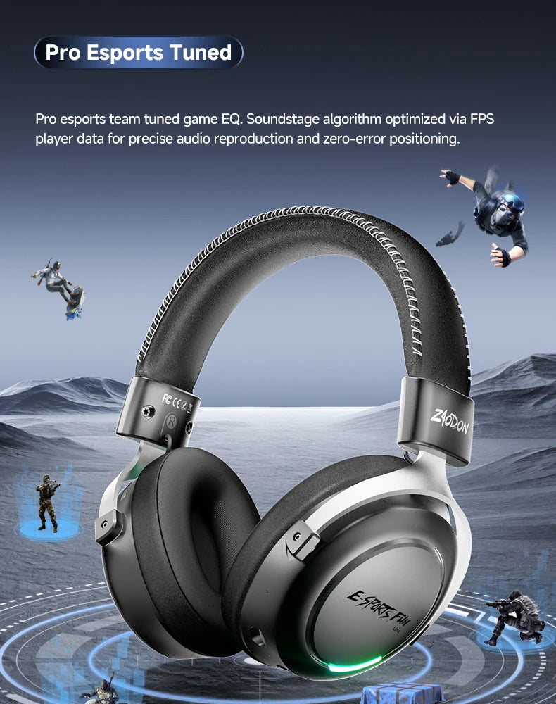 New Wireless Gaming Headphone, Bluetooth 6.0, 53mm Titanium Drivers, 7.1 Virtual Surround Sound, 15ms Zero-Latency, for PC/PS5/Mobile