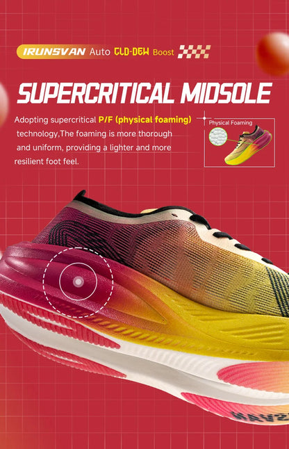 IRUNSVAN Sapatilhas de Corrida para Homem Respiráveis, Calçado Desportivo Leve para Maratona com Placa de Carbono, Sapatilhas Casuais Confortáveis para Treino Atlético