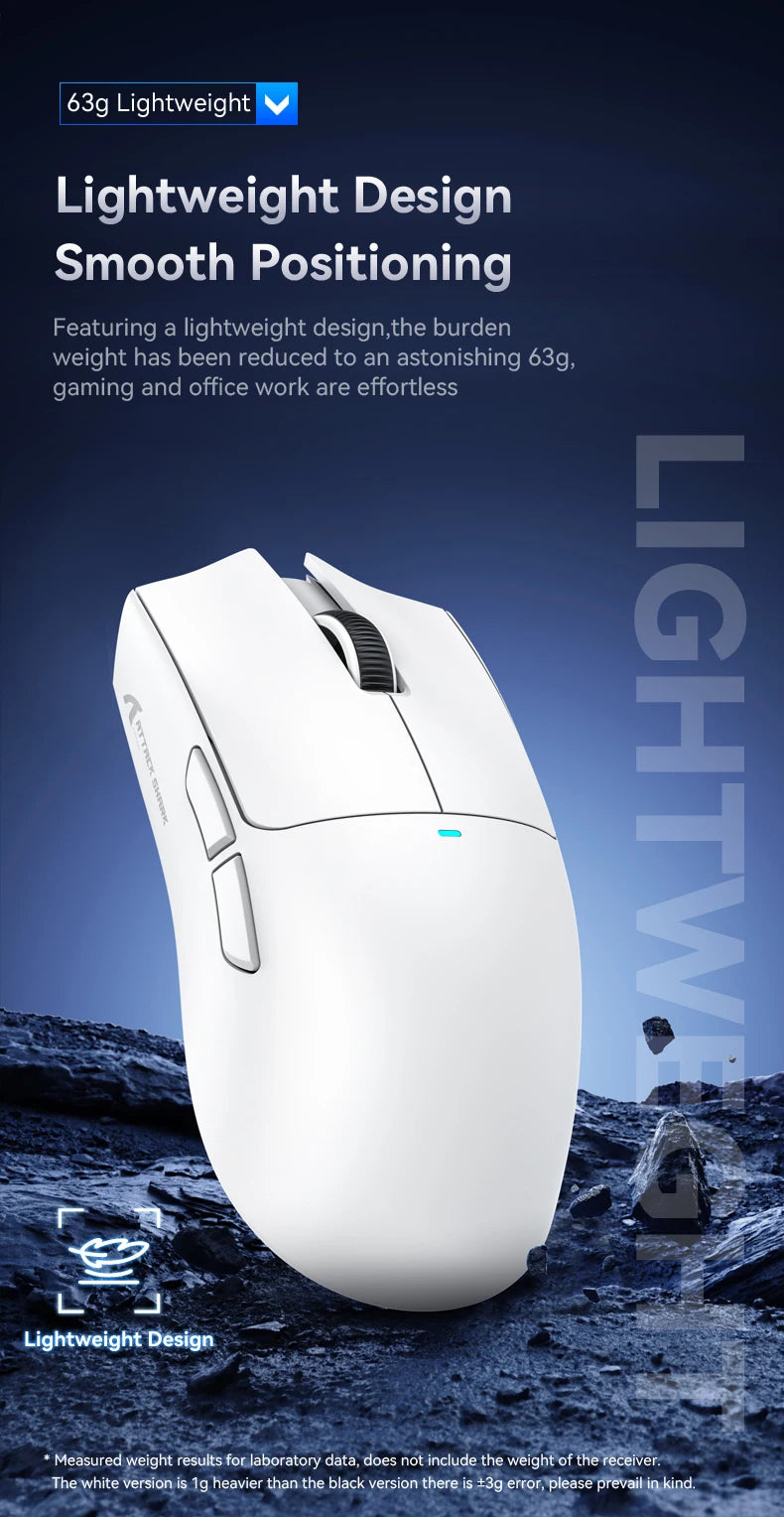 ATTACK SHARK X11 Lightweight Wireless Gaming Mouse with RGB Backlight Charging, Up to 22K DPI, PAW3311 Optical Sensor, HUYU Switch