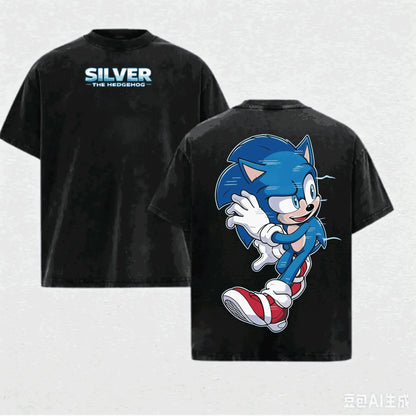 Sonic the Hedgehog Washed T-shirt 2026 New Model personality Clothes shirt Year round clothing Retro Fashion Vintage hot product