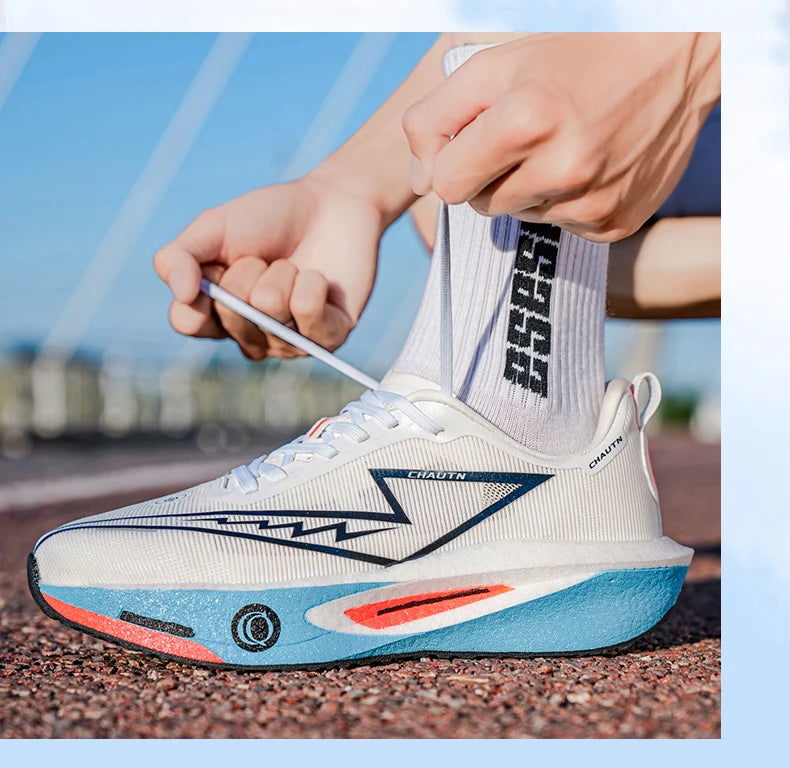 Men Running Shoes Specialty Carbon Plate Sports Marathon Breathable Lightweight Women Comfortable Nonskid Chunta Sneakers