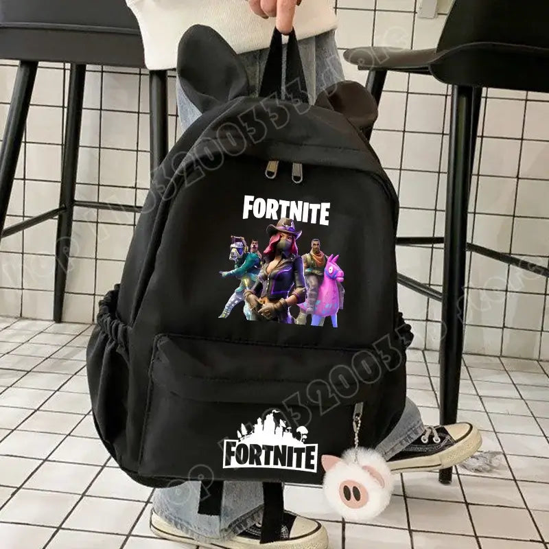 New Fortnite Cartoon Backpack Boy Girl Casual Schoolbag Large Capacity Student Bag Rabbit Ears Travel Backpack Stationary Gift